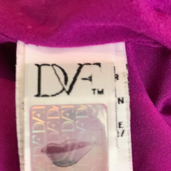 Diane Von Furstenberg Fuchsia Pink Gathered Waist Side Zip Midi Dress Size 4 - Picture 8 of 9